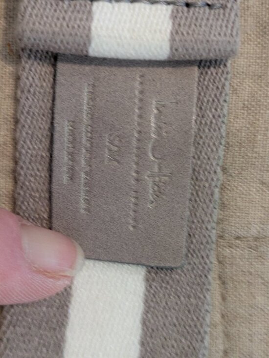 India Hicks Speedy Stripe D-Ring Canvas Belt Taupe Ivory Gold S/M Made in Italy. main image 4